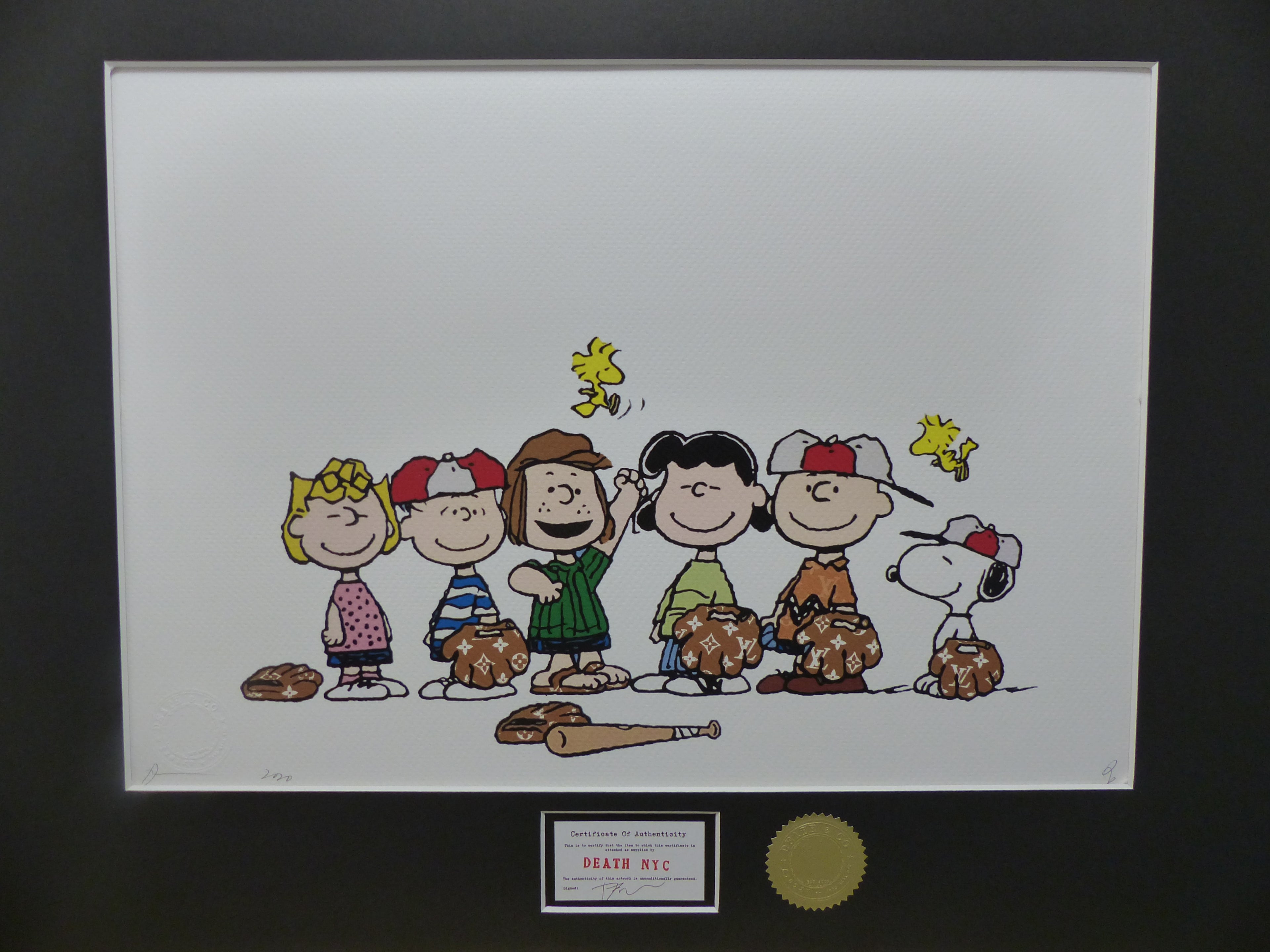 DEATH NYC gerahmte Lithografie ltd edit. of 100 "Snoopy and Friends" 3D Siegel COA Zertifikat