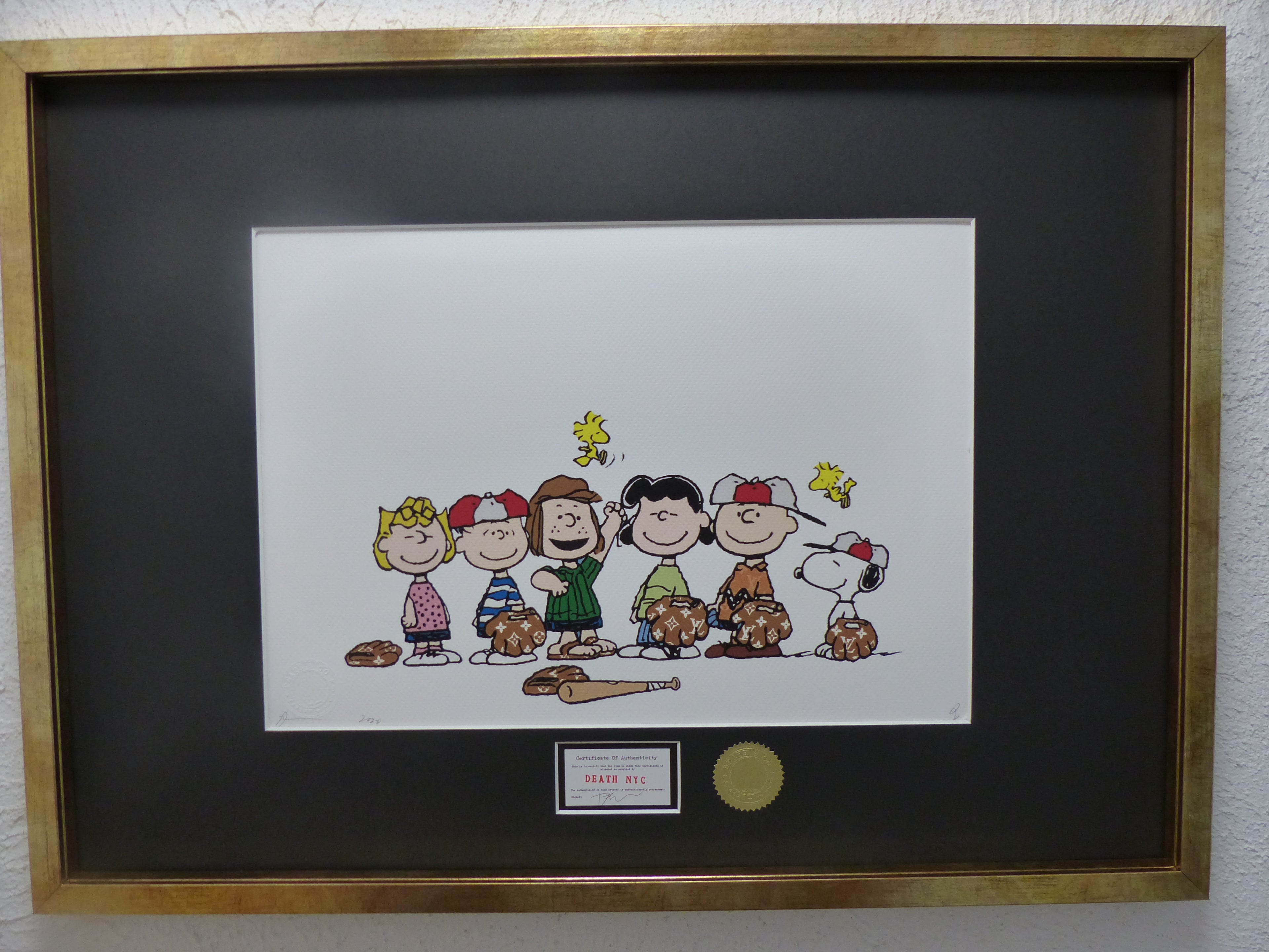 DEATH NYC gerahmte Lithografie ltd edit. of 100 "Snoopy and Friends" 3D Siegel COA Zertifikat
