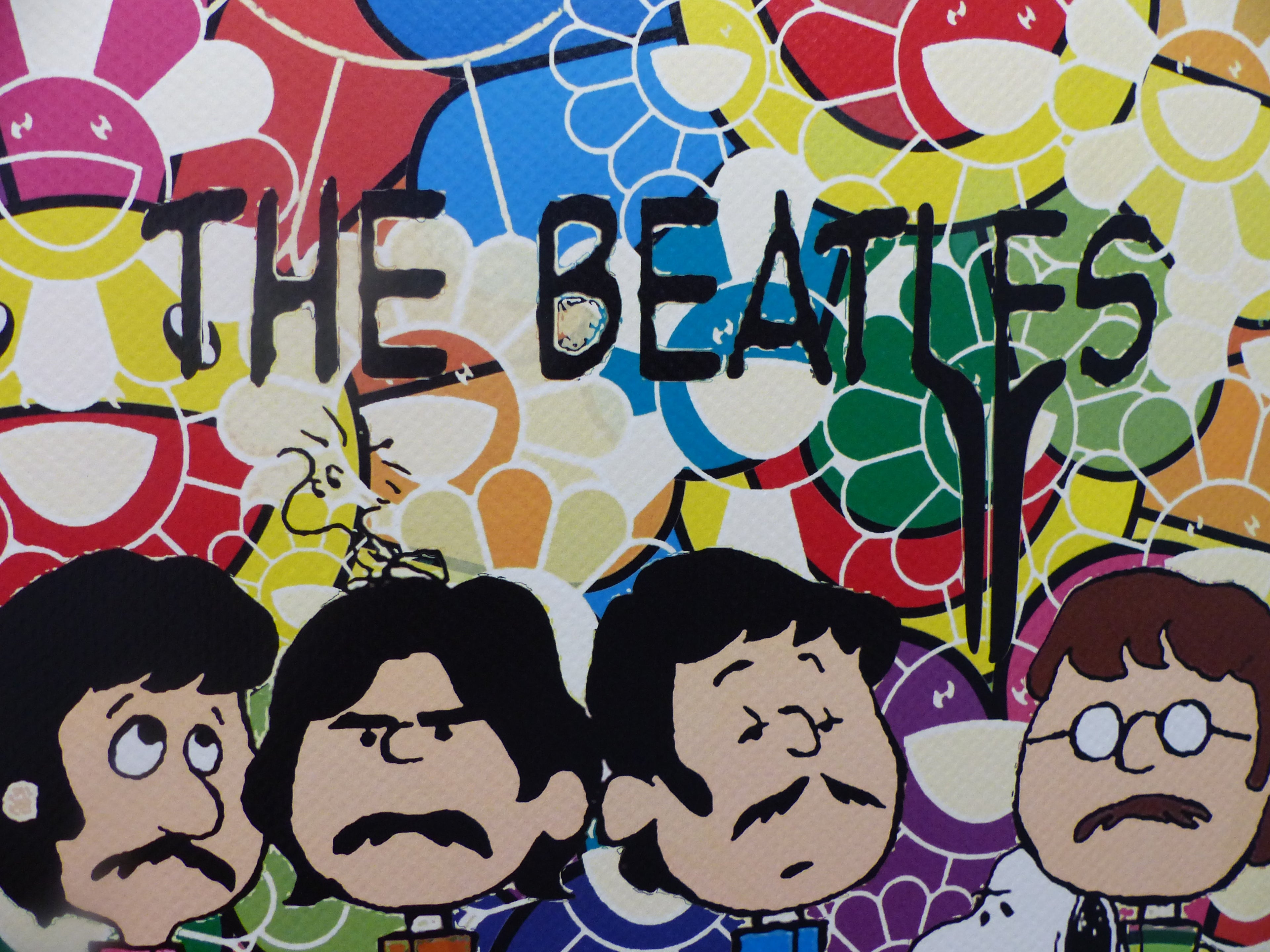DEATH NYC gerahmte Lithografie ltd edit of 100 "Snoopy and The Beatles" 3D Siegel COA Zertifikat