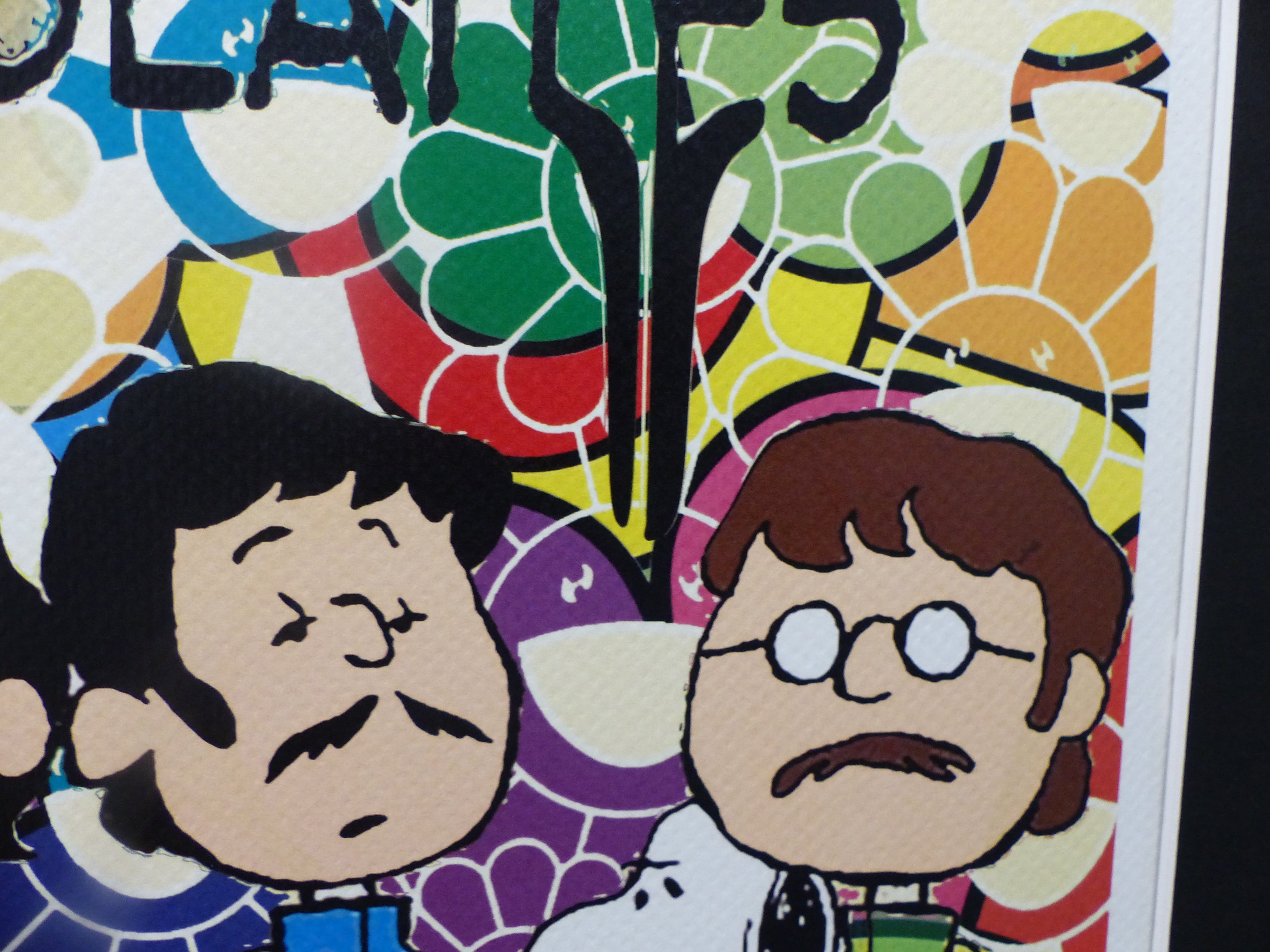 DEATH NYC gerahmte Lithografie ltd edit of 100 "Snoopy and The Beatles" 3D Siegel COA Zertifikat