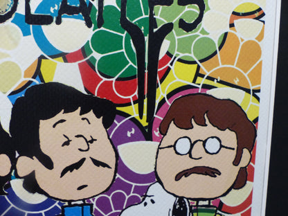 DEATH NYC gerahmte Lithografie ltd edit of 100 "Snoopy and The Beatles" 3D Siegel COA Zertifikat