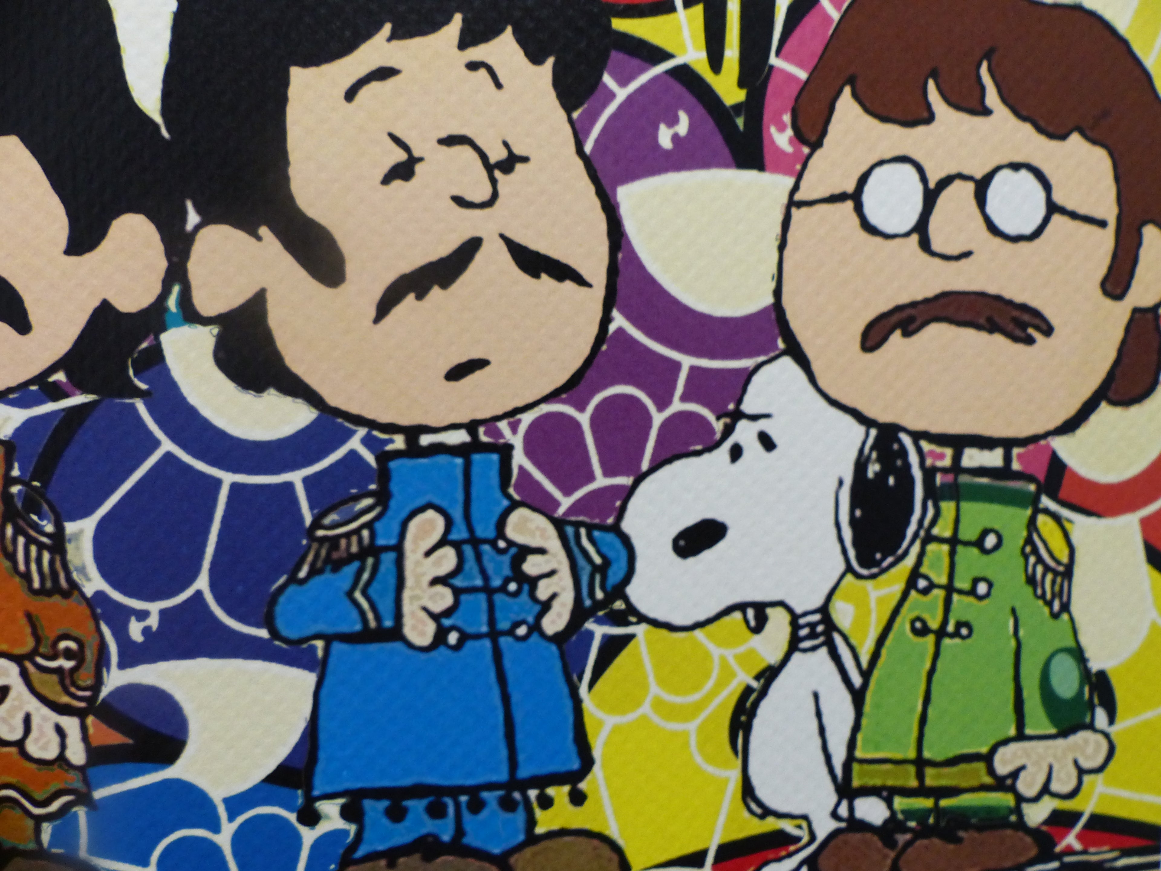 DEATH NYC gerahmte Lithografie ltd edit of 100 "Snoopy and The Beatles" 3D Siegel COA Zertifikat