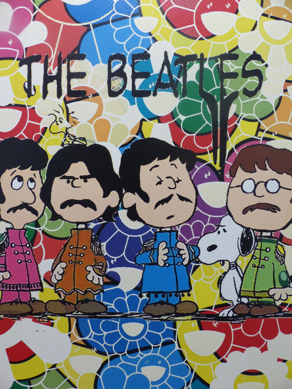 DEATH NYC gerahmte Lithografie ltd edit of 100 "Snoopy and The Beatles" 3D Siegel COA Zertifikat