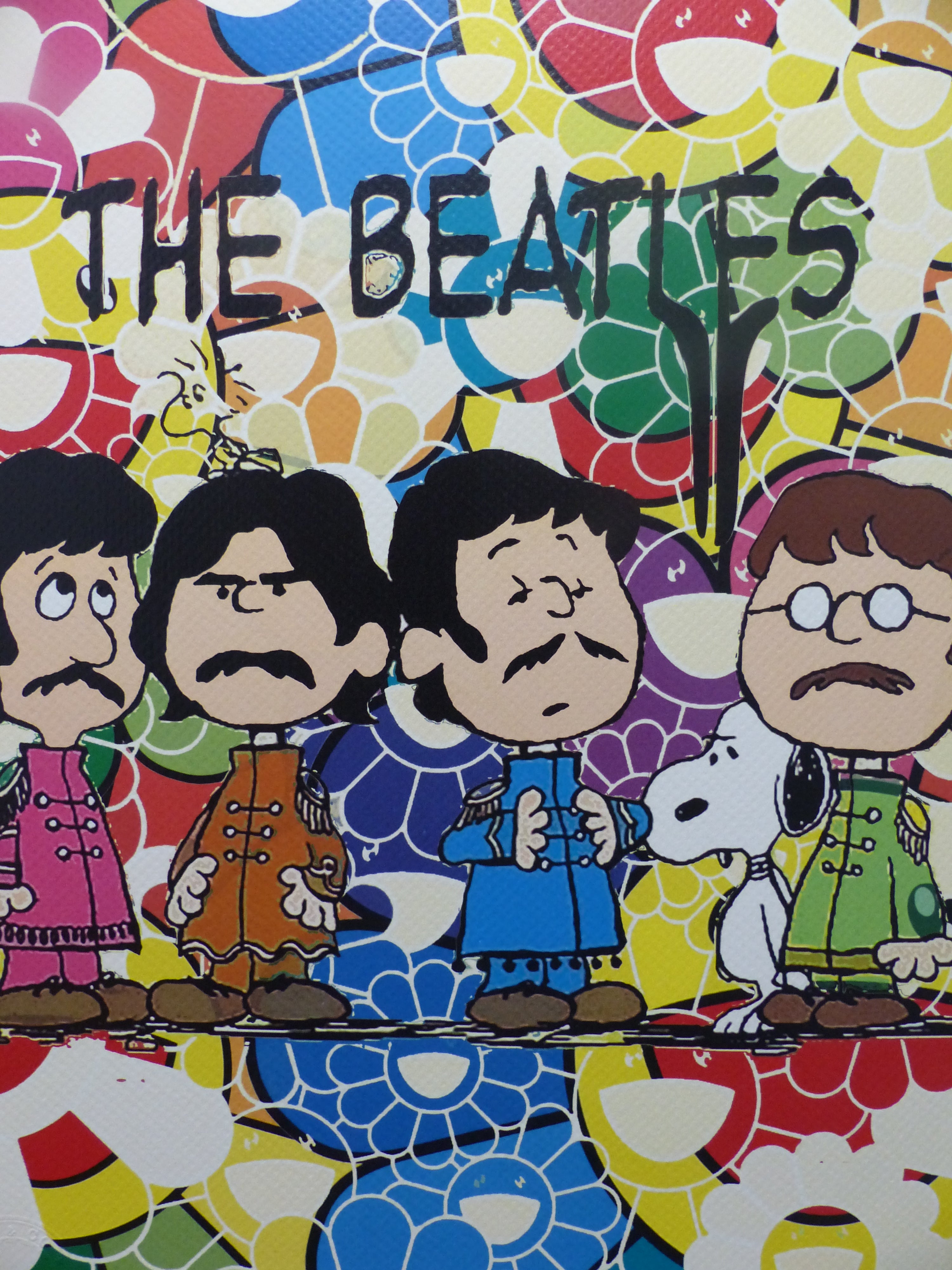 DEATH NYC gerahmte Lithografie ltd edit of 100 "Snoopy and The Beatles" 3D Siegel COA Zertifikat