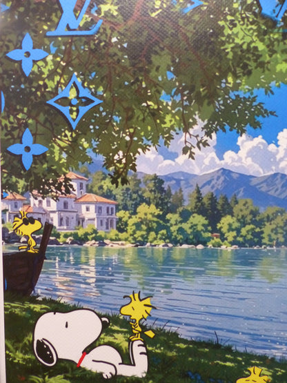 DEATH NYC gerahmte Lithografie ltd edit of 120 "Chilling Snoopy and Woodstock" 3D Siegel COA Zertifikat