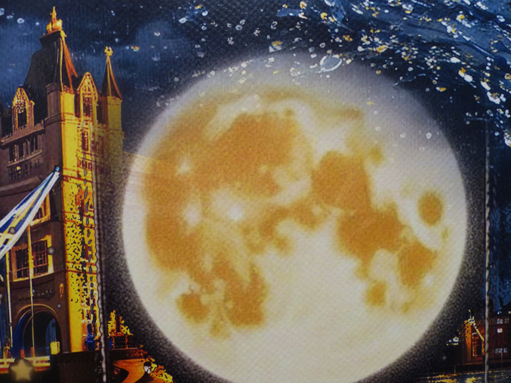 DEATH NYC gerahmte Lithografie ltd edit of 120 "Snoopy in the Moon by the Tower Bridge" 3D Siegel COA Zertifikat