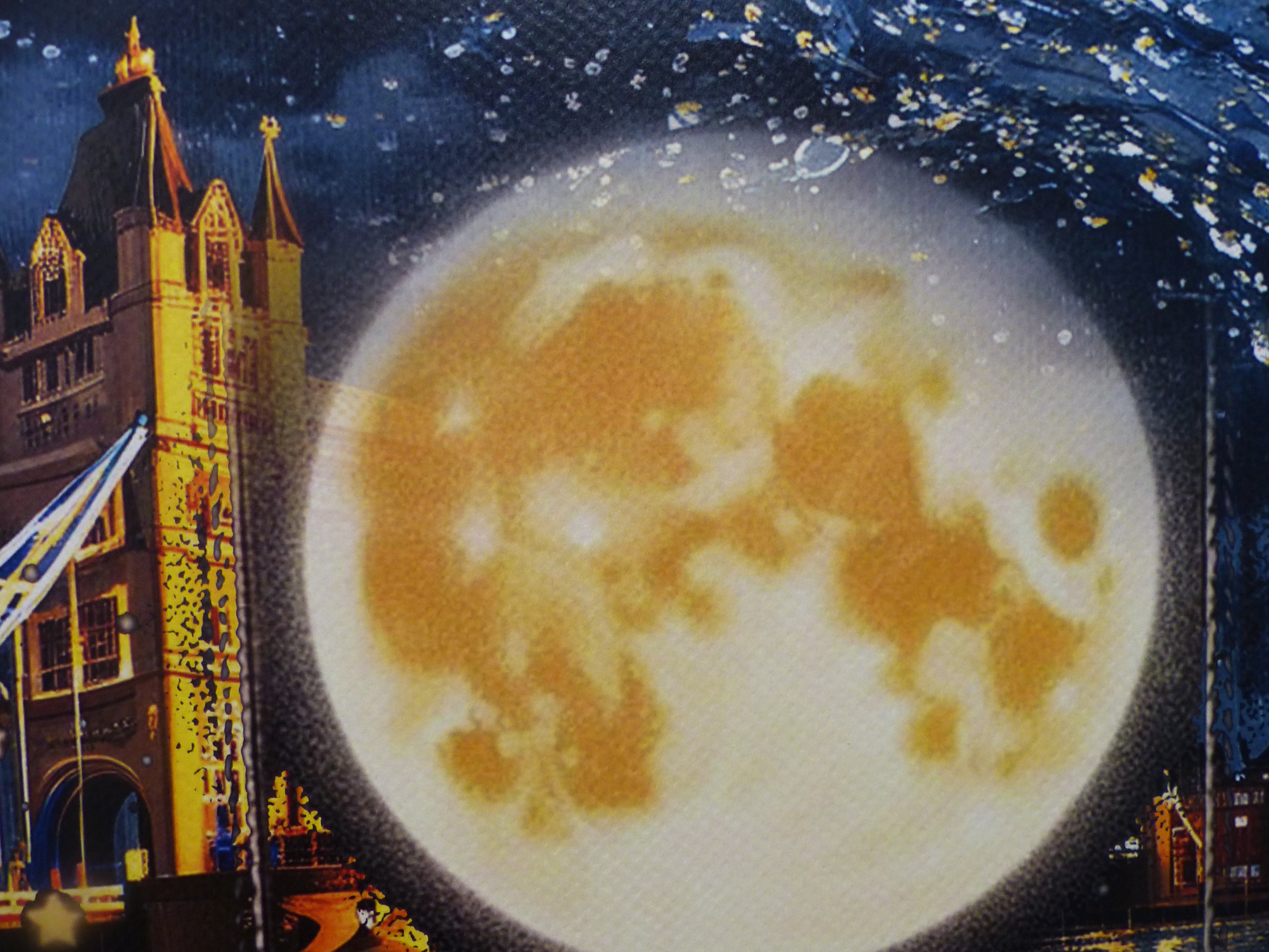 DEATH NYC gerahmte Lithografie ltd edit of 120 "Snoopy in the Moon by the Tower Bridge" 3D Siegel COA Zertifikat