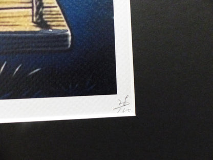 DEATH NYC gerahmte Lithografie ltd edit of 120 "Snoopy in the Moon by the Tower Bridge" 3D Siegel COA Zertifikat