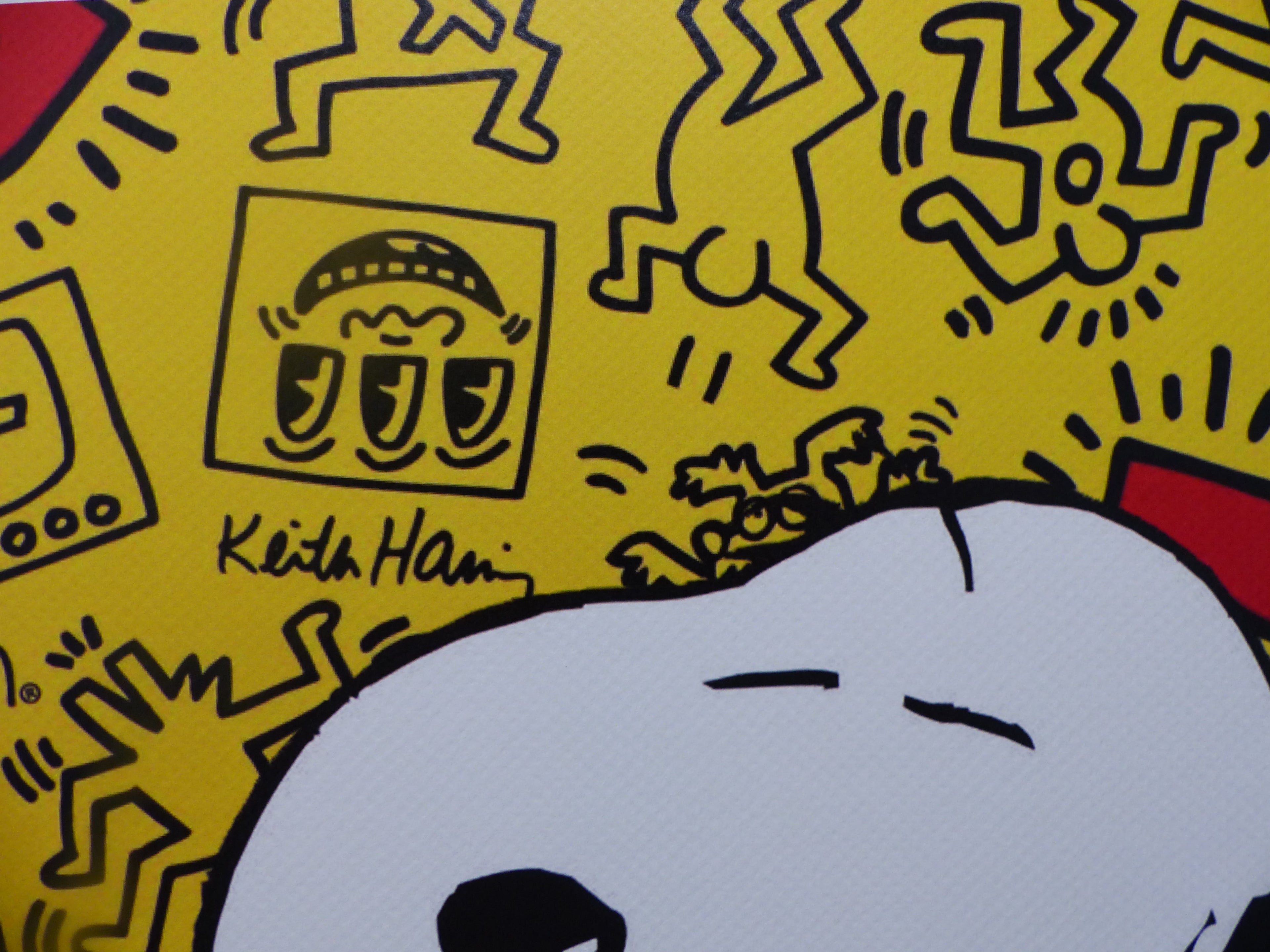 DEATH NYC gerahmte Lithografie ltd edit of 120 Snoopy Keith Haring Heart 3D Siegel COA Zertifikat