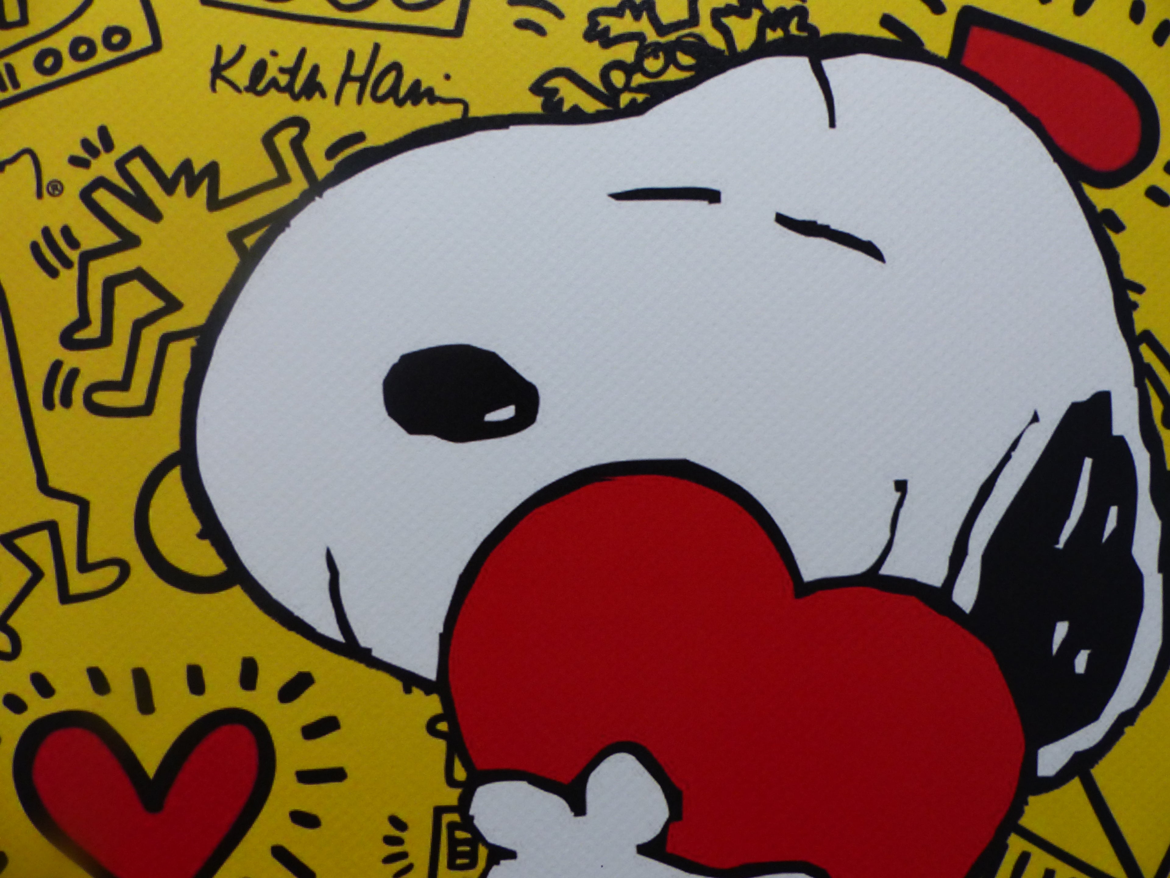 DEATH NYC gerahmte Lithografie ltd edit of 120 Snoopy Keith Haring Heart 3D Siegel COA Zertifikat