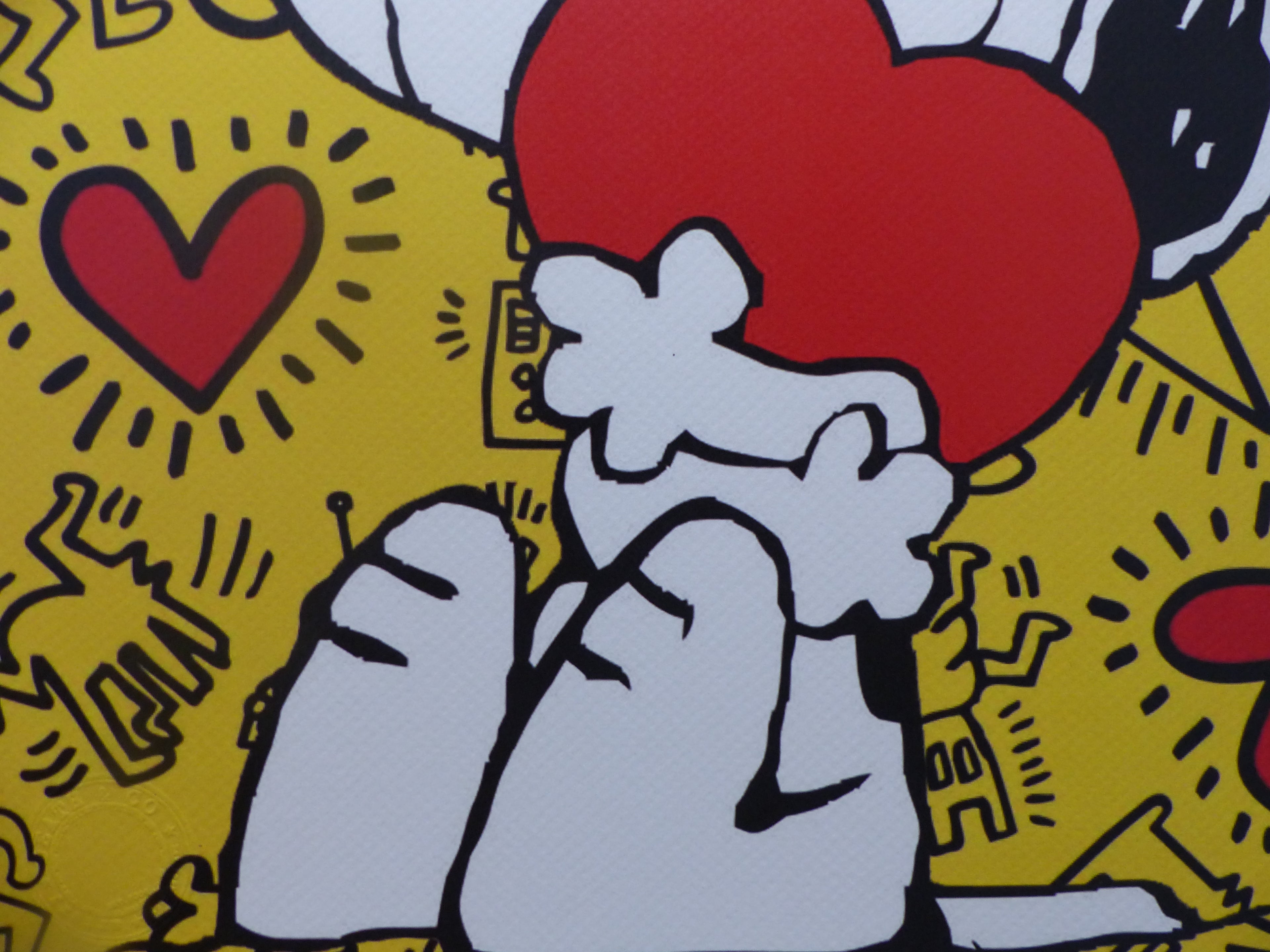 DEATH NYC gerahmte Lithografie ltd edit of 120 Snoopy Keith Haring Heart 3D Siegel COA Zertifikat