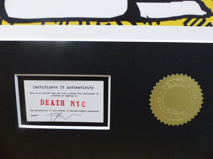 DEATH NYC gerahmte Lithografie ltd edit of 120 Snoopy Keith Haring Heart 3D Siegel COA Zertifikat