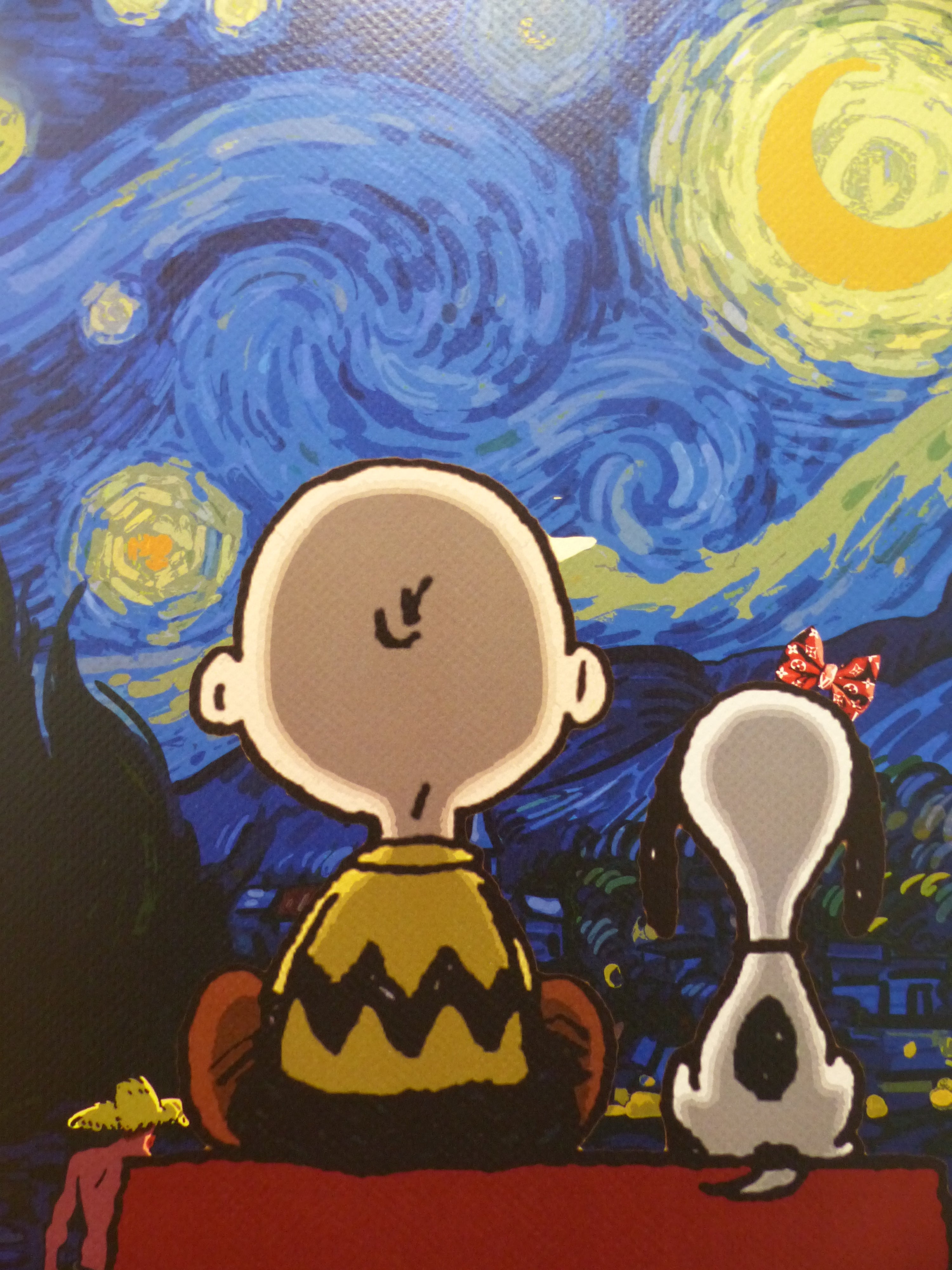 DEATH NYC gerahmte Lithografie ltd edit of 100 "Snoopy Charly with van Gogh background" 3D Siegel COA Zertifikat