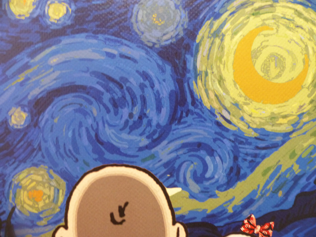 DEATH NYC gerahmte Lithografie ltd edit of 100 "Snoopy Charly with van Gogh background" 3D Siegel COA Zertifikat