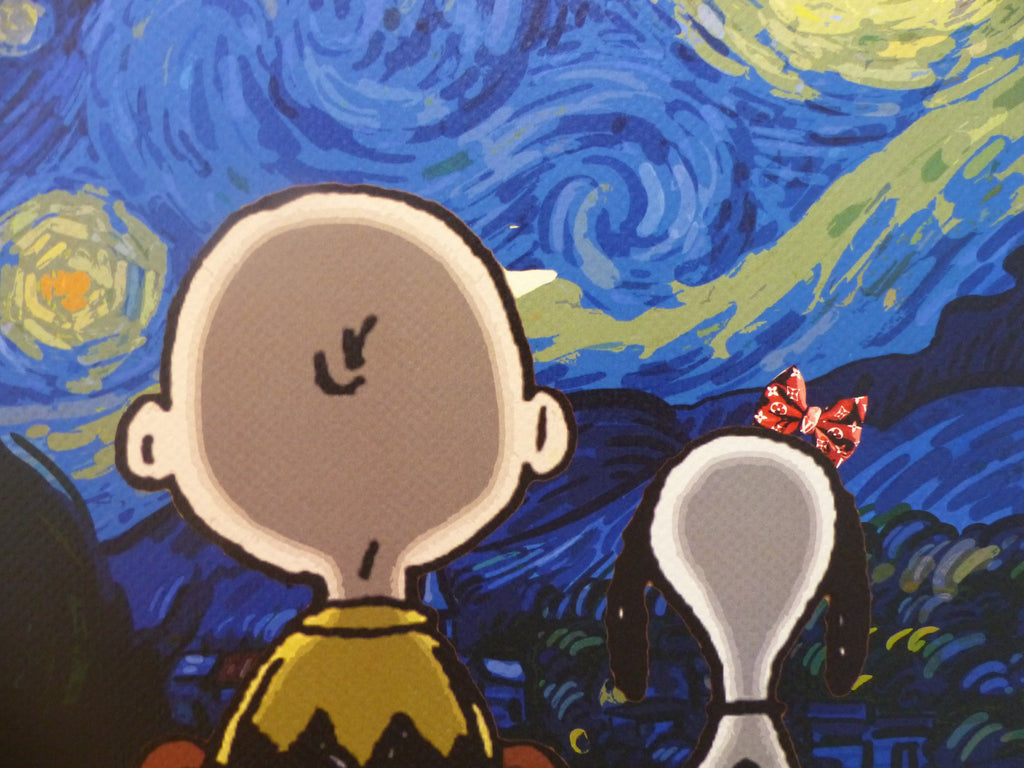 DEATH NYC gerahmte Lithografie ltd edit of 100 "Snoopy Charly with van Gogh background" 3D Siegel COA Zertifikat