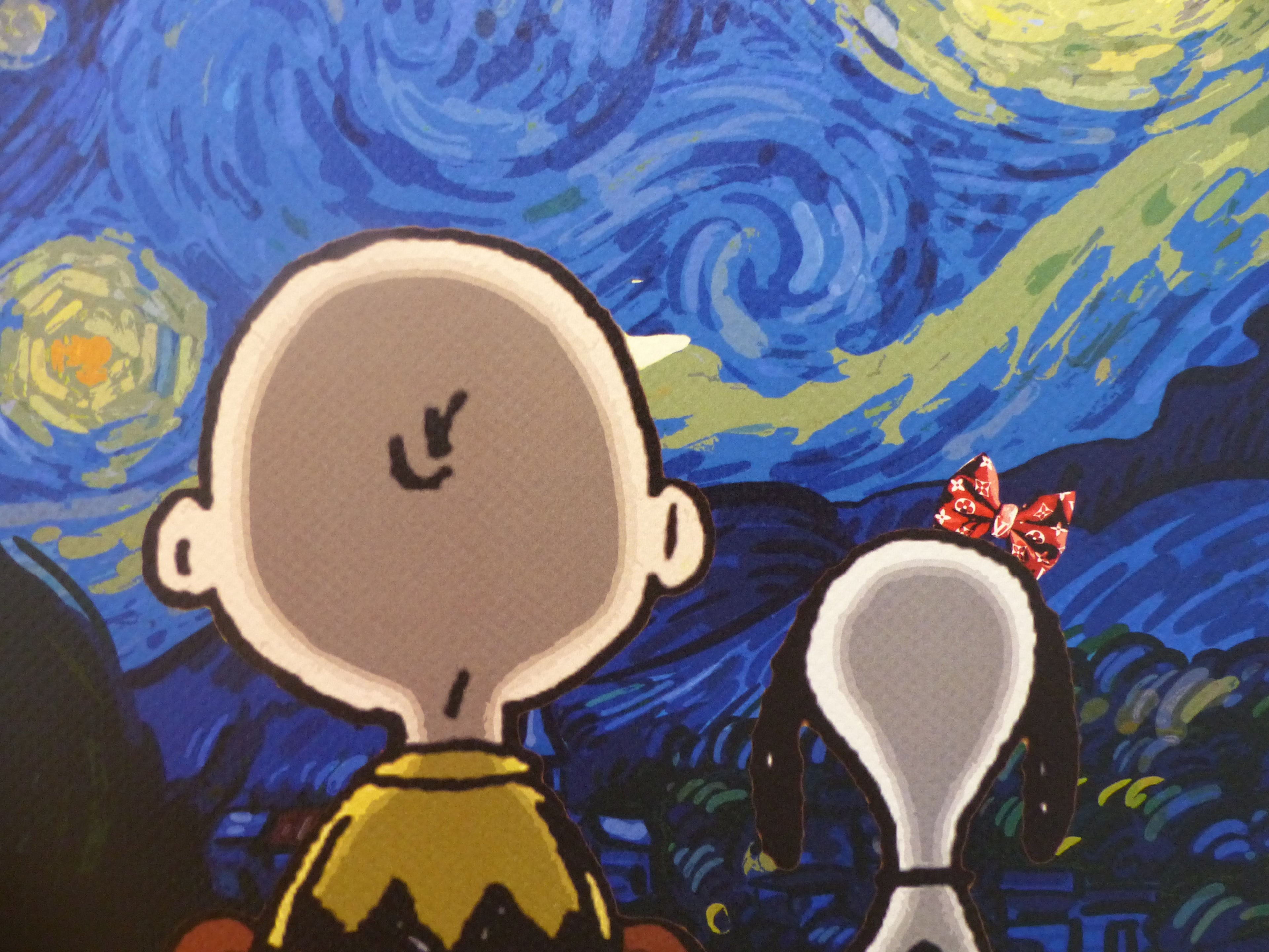 DEATH NYC gerahmte Lithografie ltd edit of 100 "Snoopy Charly with van Gogh background" 3D Siegel COA Zertifikat