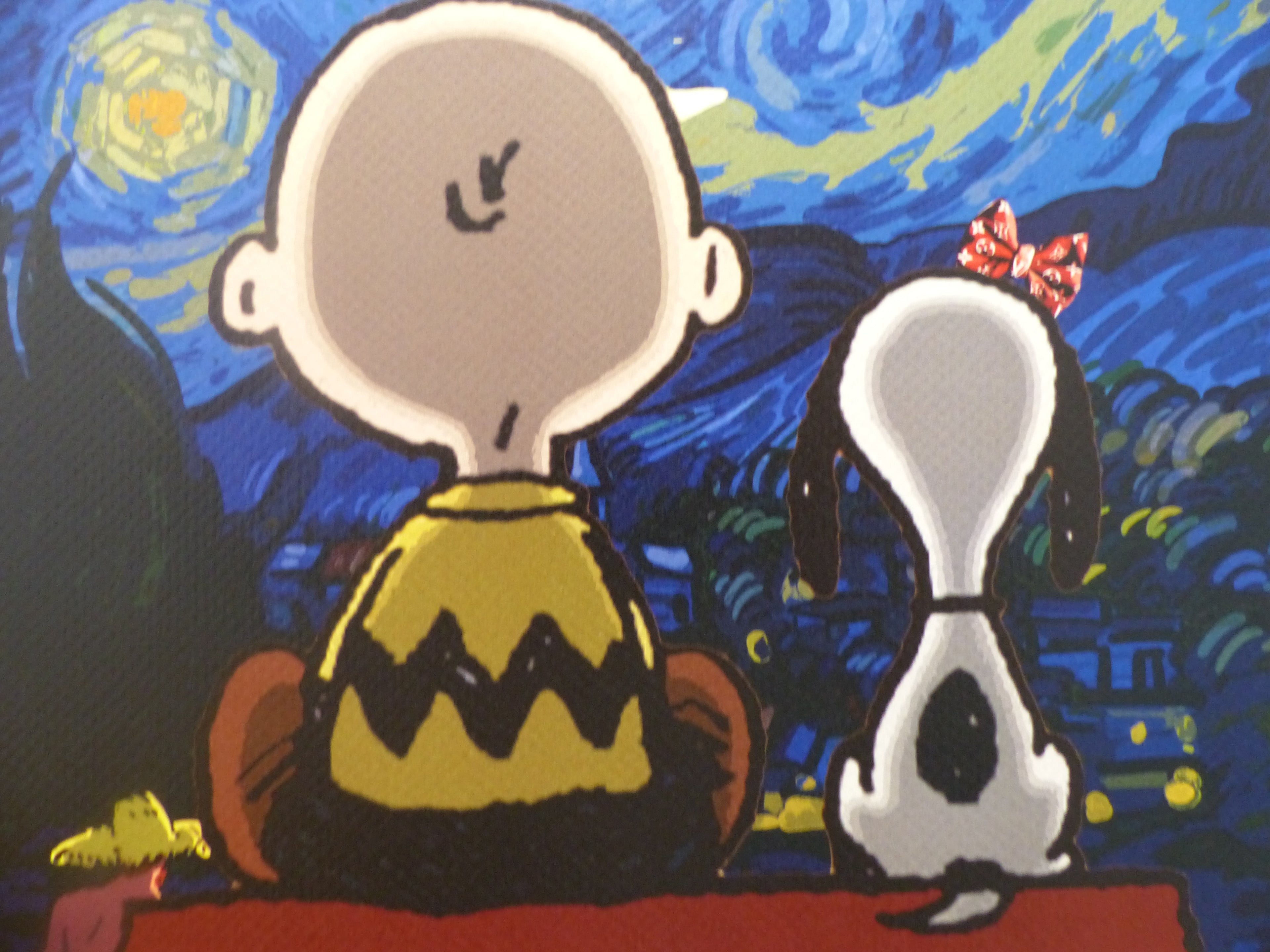 DEATH NYC gerahmte Lithografie ltd edit of 100 "Snoopy Charly with van Gogh background" 3D Siegel COA Zertifikat