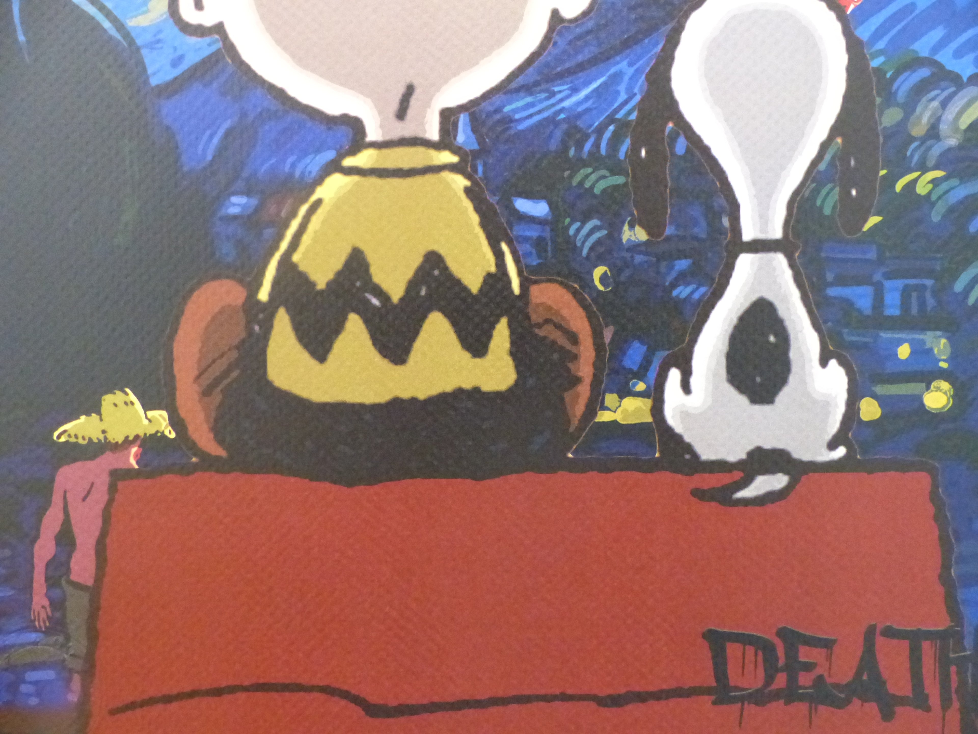 DEATH NYC gerahmte Lithografie ltd edit of 100 "Snoopy Charly with van Gogh background" 3D Siegel COA Zertifikat