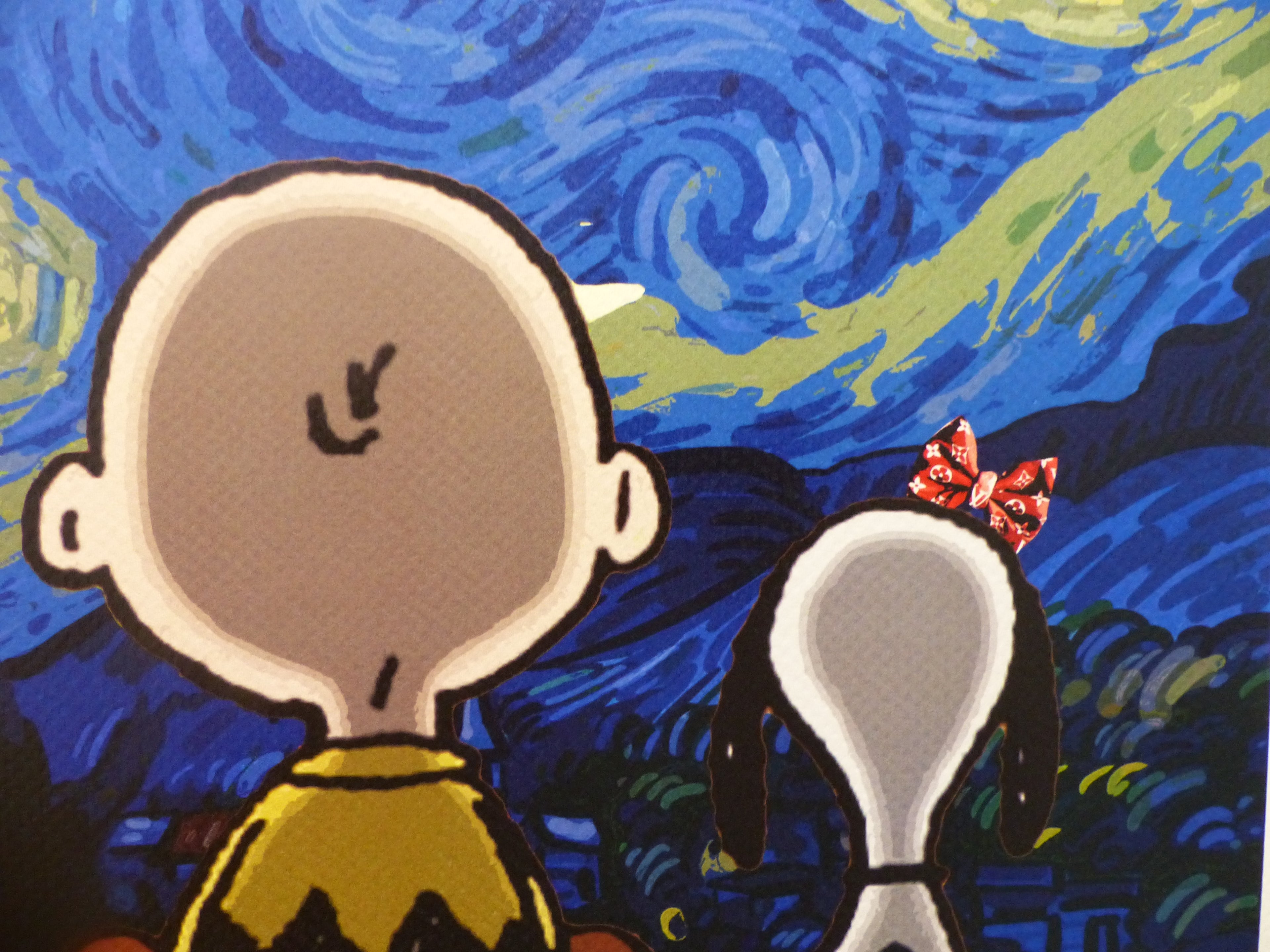 DEATH NYC gerahmte Lithografie ltd edit of 100 "Snoopy Charly with van Gogh background" 3D Siegel COA Zertifikat