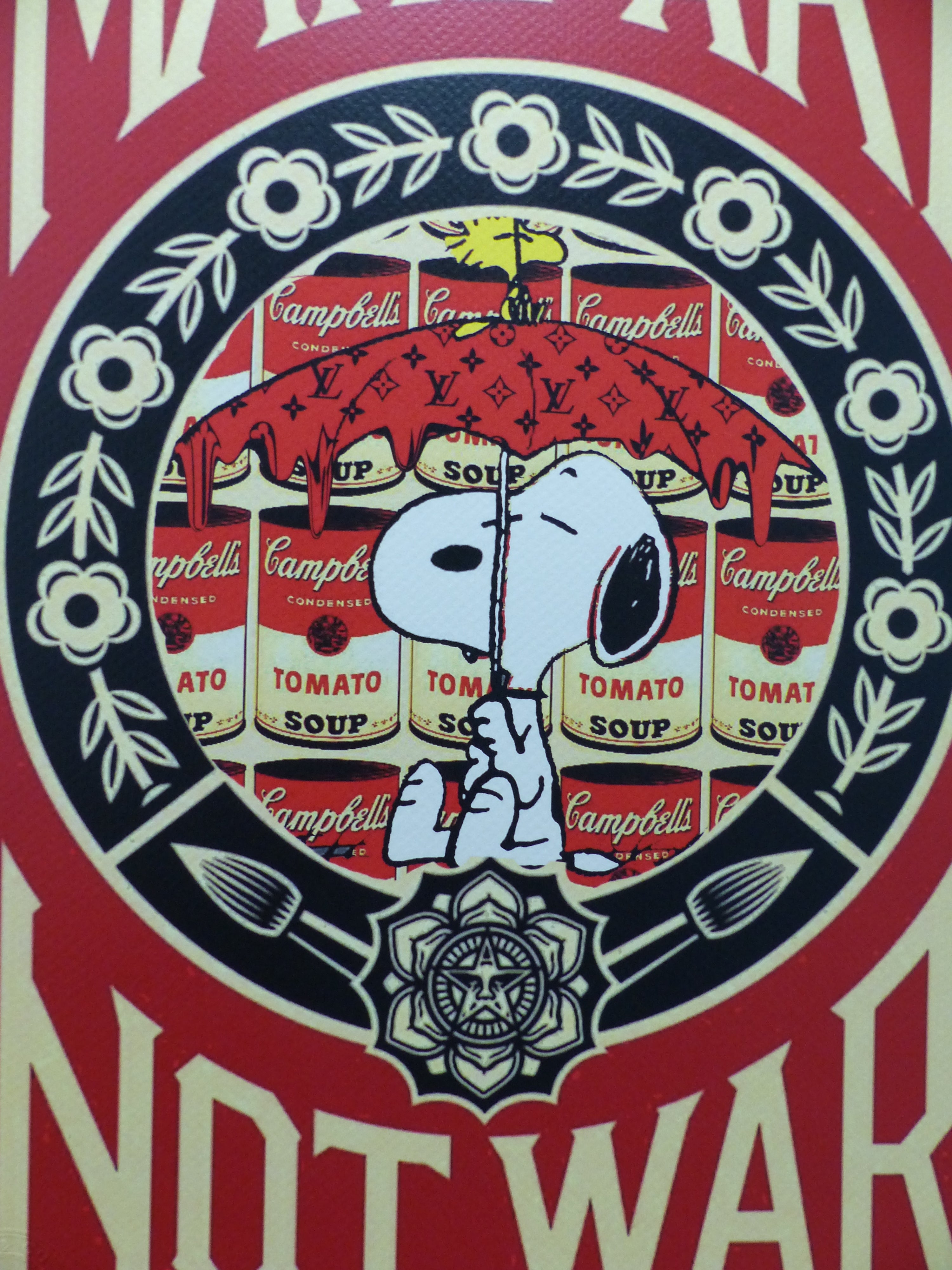 DEATH NYC gerahmte Lithografie ltd edit of 100 "Snoopy make art not war" 3D Siegel COA Zertifikat