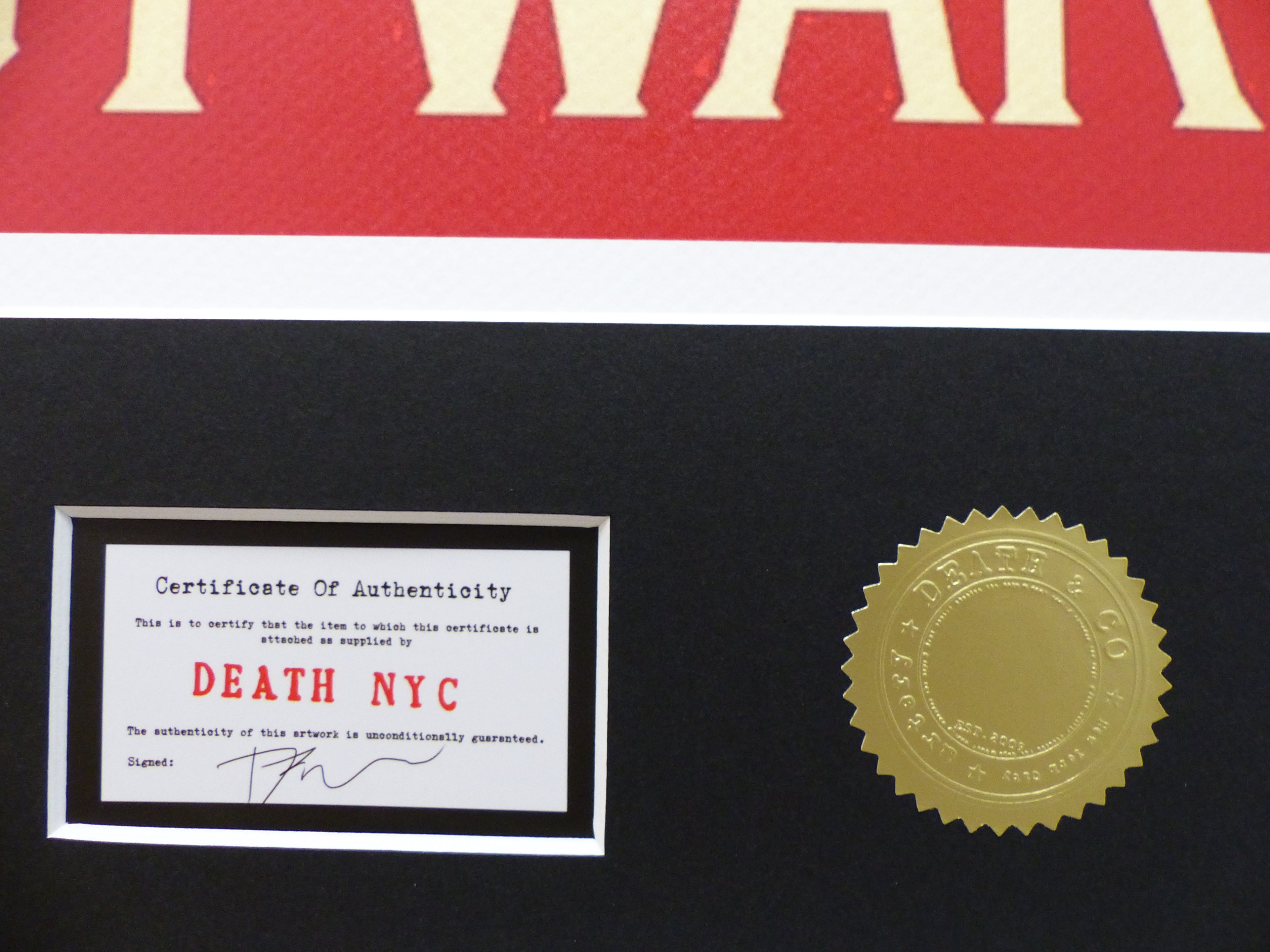 DEATH NYC gerahmte Lithografie ltd edit of 100 "Snoopy make art not war" 3D Siegel COA Zertifikat