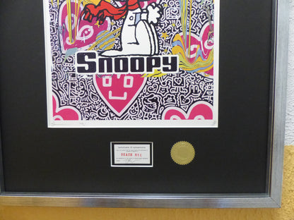 DEATH NYC gerahmte Lithografie ltd edit "Snoopy Art II" 3D Siegel COA Zertifikat