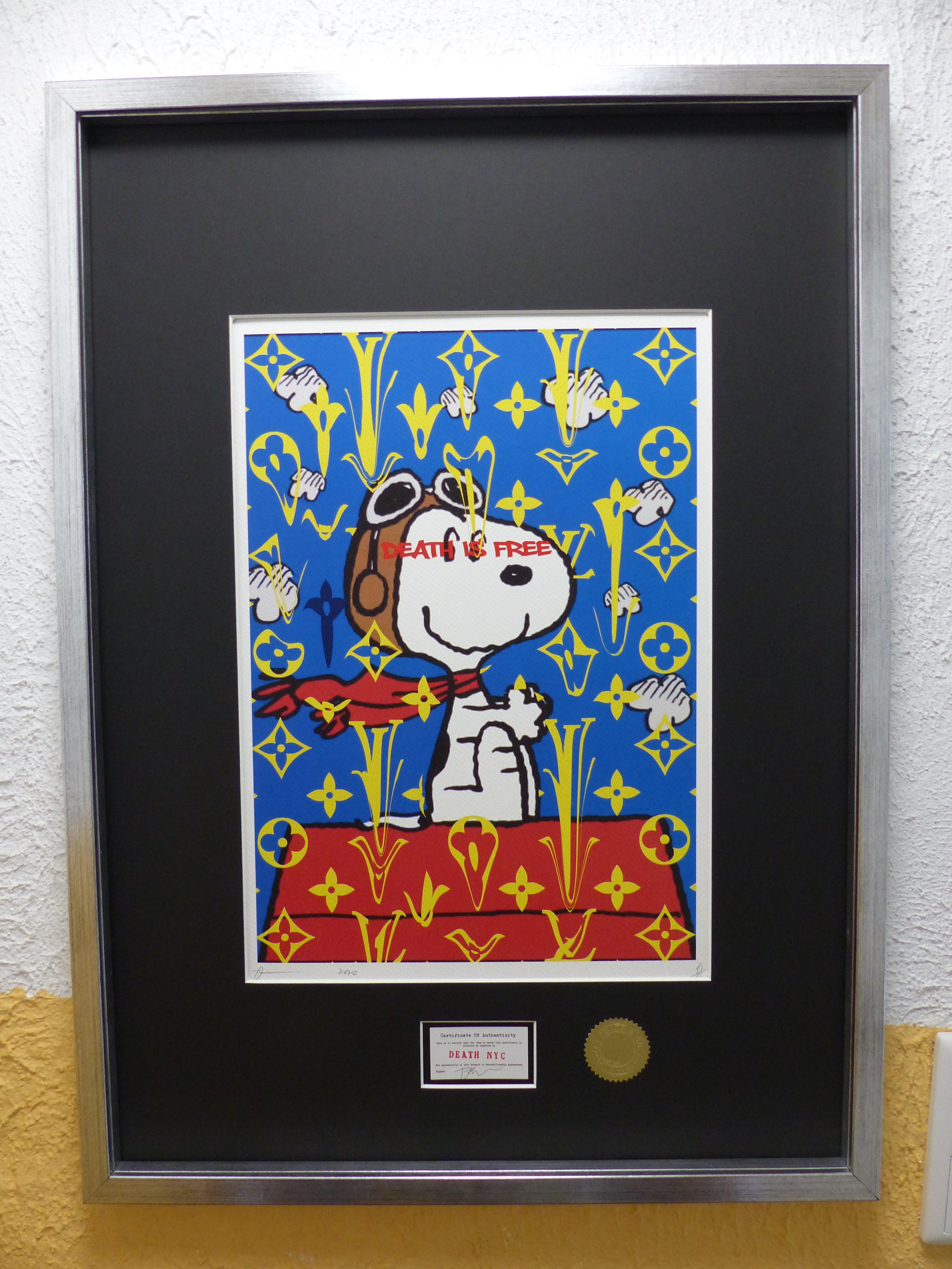 DEATH NYC gerahmte Lithografie ltd edit of 100 "Free SnoopyII" 3D Siegel COA Zertifikat
