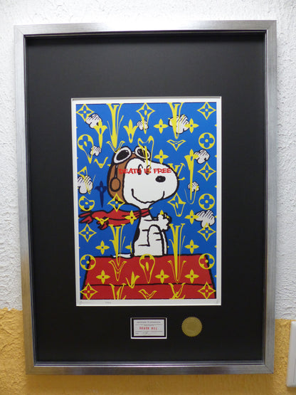 DEATH NYC gerahmte Lithografie ltd edit of 100 "Free SnoopyII" 3D Siegel COA Zertifikat